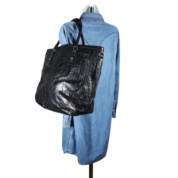 MARGOT CROCODILE PATTERN LEATHER HANDBAG/TOTE - Picture 3 of 11